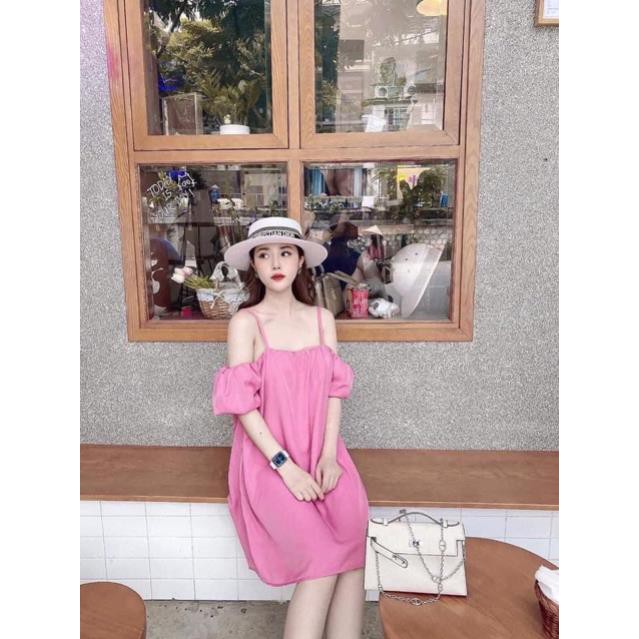 [ Mã FAMAYWA2 giảm 10K đơn 50K] [Yen Tran] Váy maxy trễ vai dáng xuông chất đũi lụa | BigBuy360 - bigbuy360.vn