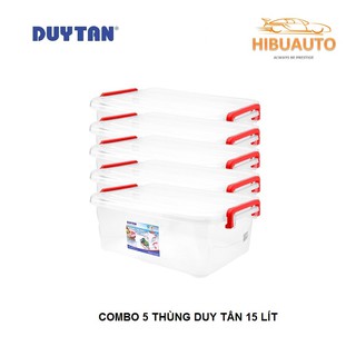 Combo 5 Thùng Nhựa Duy Tân Trong Suốt 15 Lít (45.7 x 31.8 x 16.1 cm) No.H116