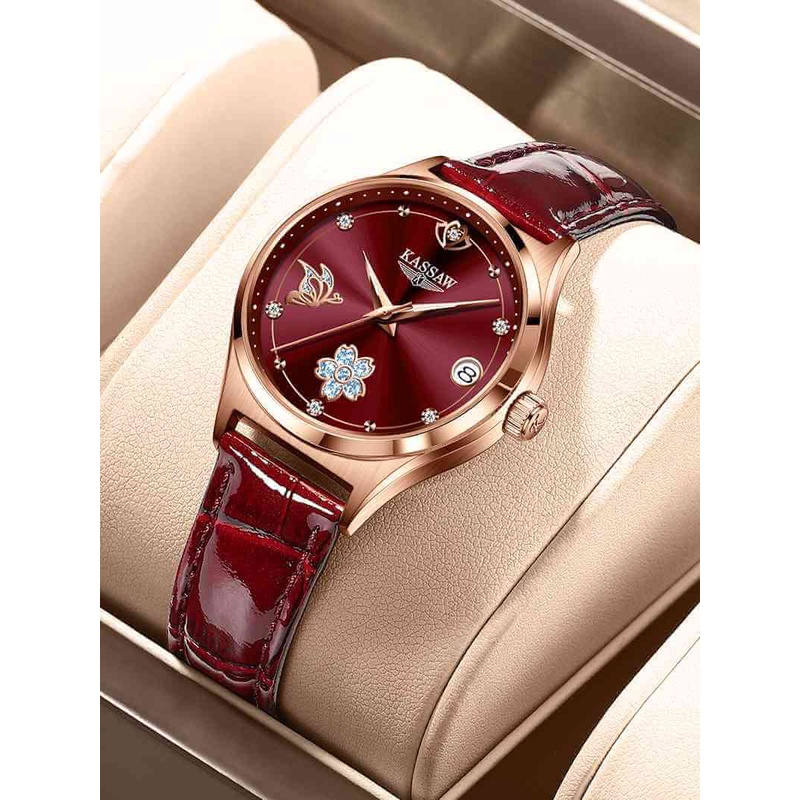 Đồng hồ nữ chính hãng KASSAW K912-1 Kính sapphire ,chống xước,Chống nước 50m ,BH 24 tháng,Máy cơ (Automatic) ,dây da xịn