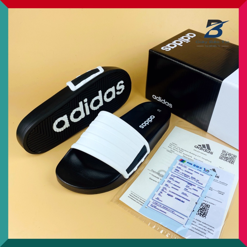Dép nam Adidas dép nam quai ngang mẫu mới nhất 3 màu thời trang quai cao su cực mềm form ôm chân full BILL - Box