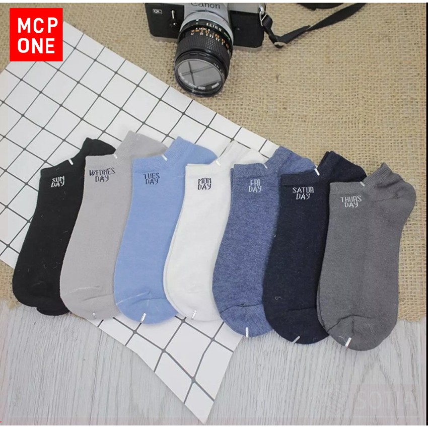 COMBO 7 đôi tất, Set Tất tuần 7 ngày 7 đôi, hàng cotton dày dặn tất trơn cổ ngắn cho nam MCP One(GIAO MÀU NGẪU NHIÊN)