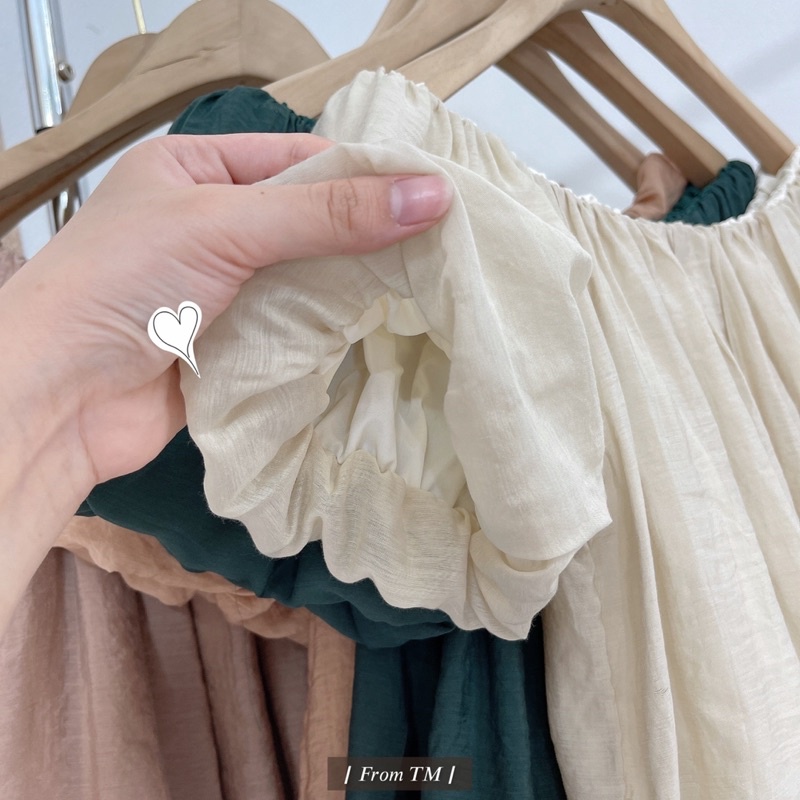 Áo trễ vai voan Hàn Quốc tay ngắn dáng xinh 1797