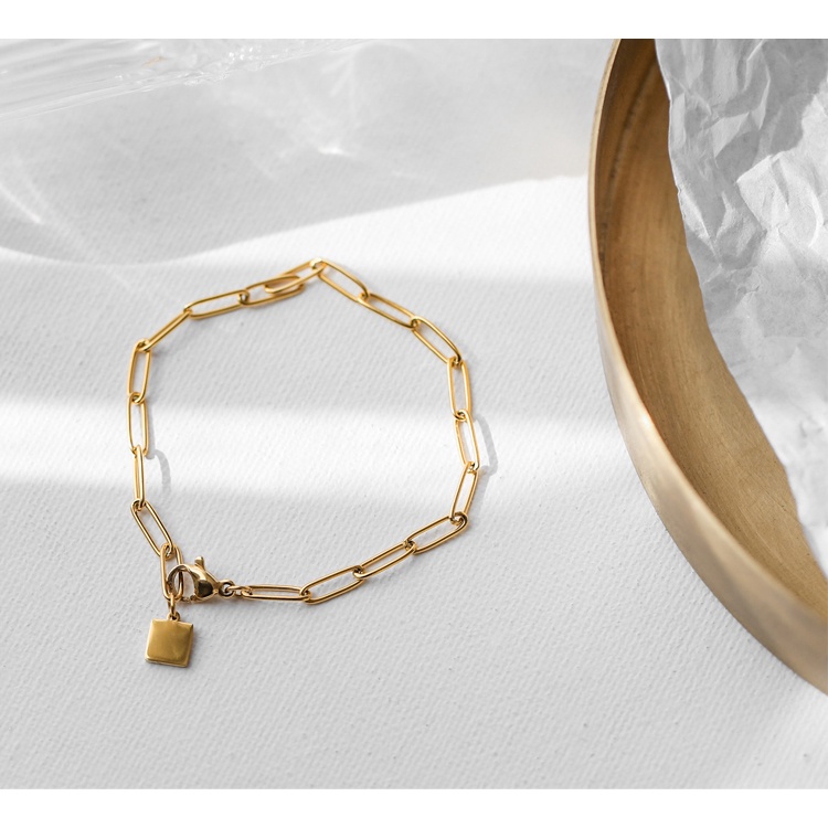 Vòng tay nữ titan Eleanor Accessories charm hình vuông đơn giản phụ kiện trang sức 4250