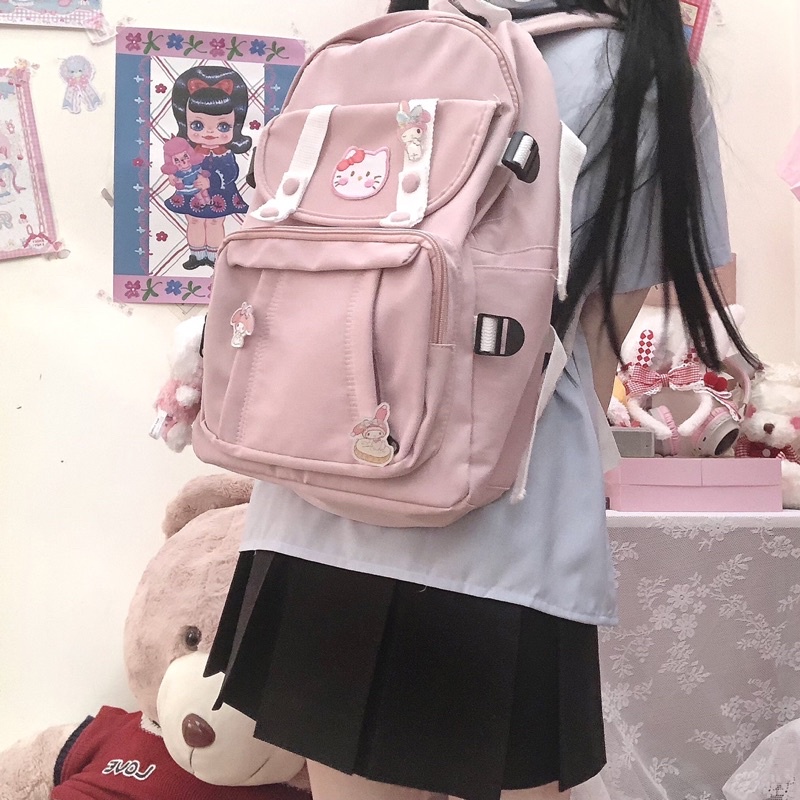 Balo Hello Kitty hồng dễ thương đi học đi chơi