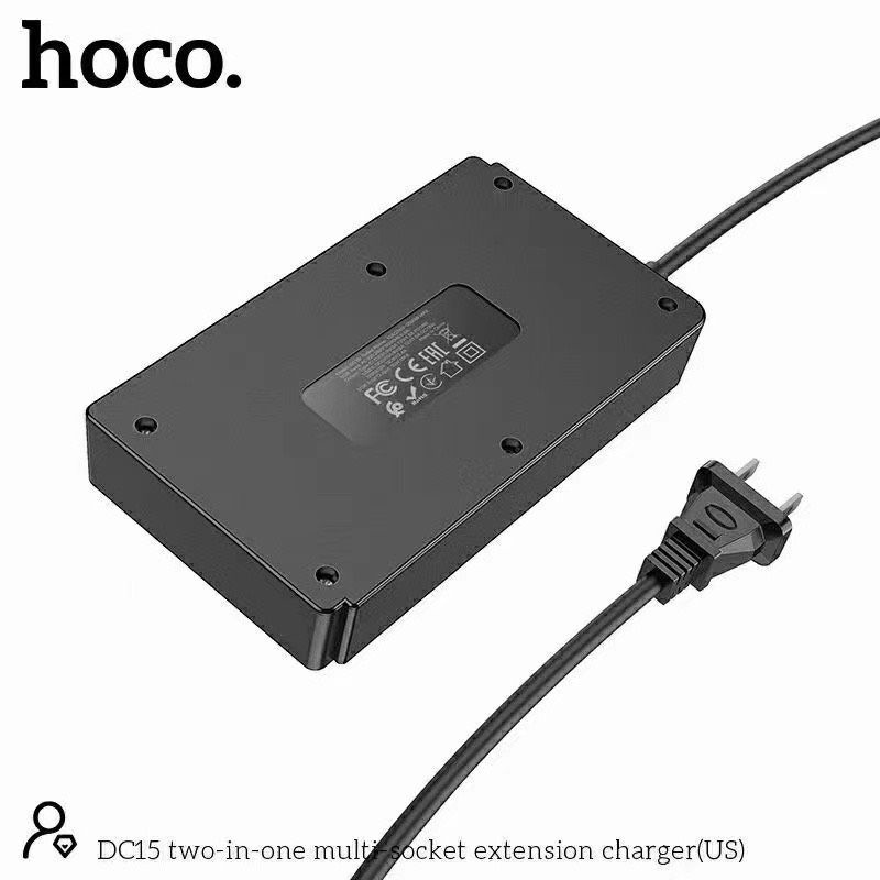 Ổ cắm Hoco DC15 2 in 1 Multi-socket ( 4 cổng USB+ Type-C ) hỗ trợ sạc 30W, Quick charger 3.0, PD 18W, dây dài 150cm