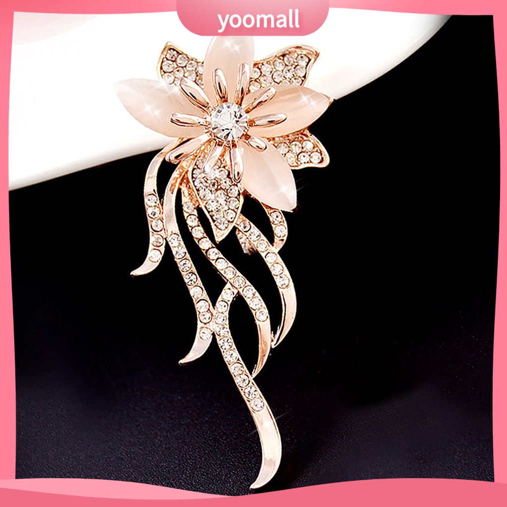 Trâm cài áo hình bông hoa đính đá phong cách thanh lịch dành cho nữ