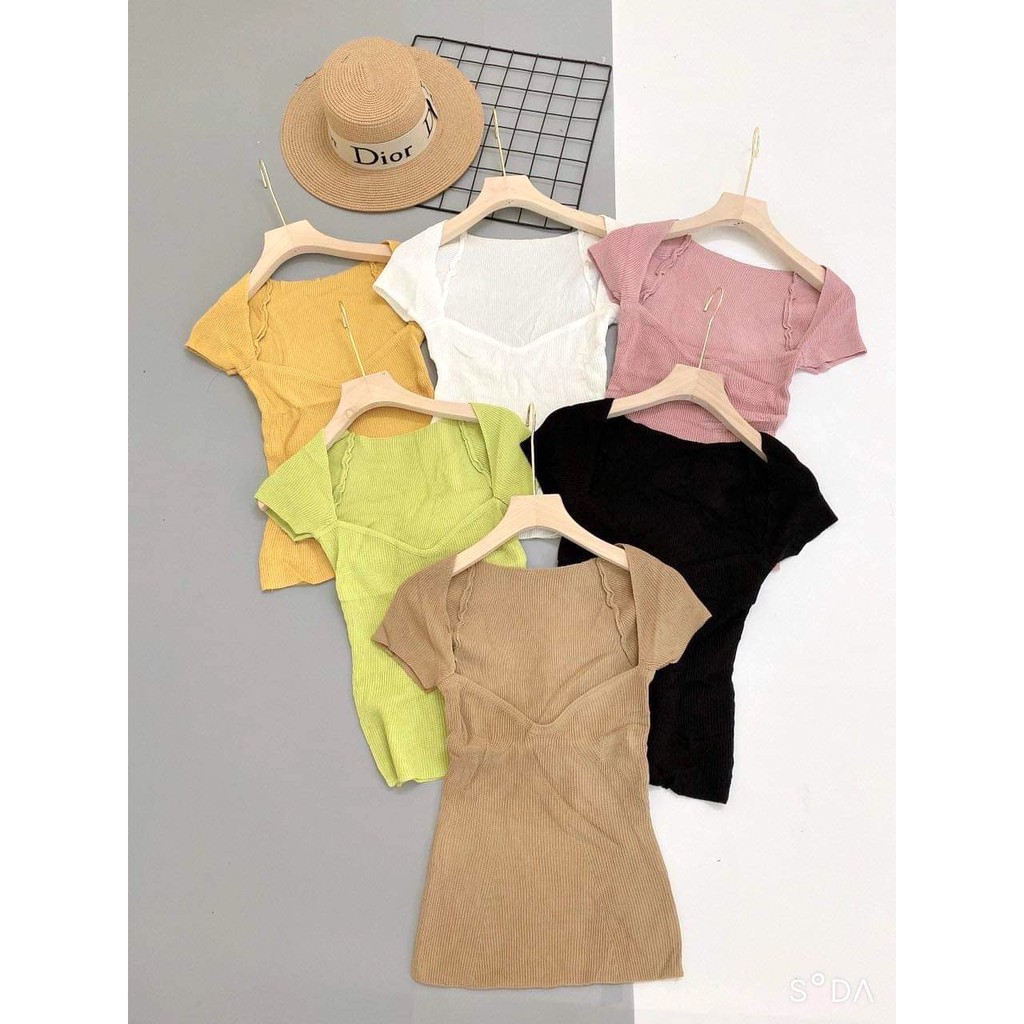 Áo Body Thun Tăm Cổ Én PEONYB Nữ [FREESHIP]  Phông kiểu dáng ôm ngắn tay màu ĐEN | TRẮNG | XANH | NÂU | XANH Ulzzang