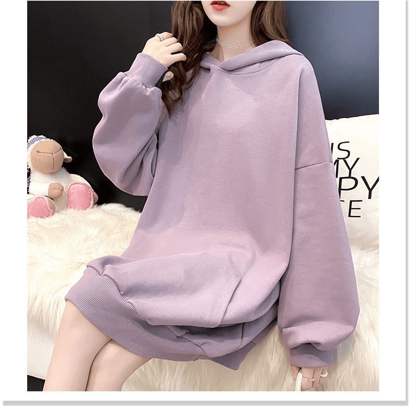 Áo hoodie nữ tai thỏ form rộng dài phủ mông 4young mall