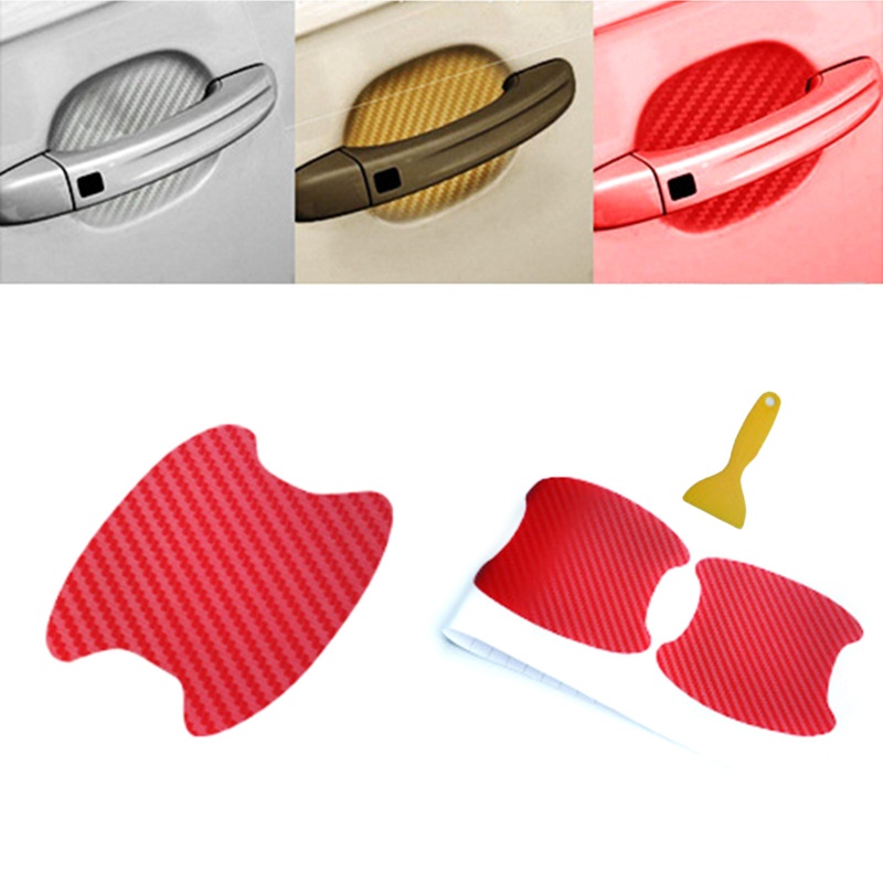 Bộ 4 Miếng Phim Dán Tay Cầm Cửa Xe Hơi Chống Trầy Bằng Sợi Carbon