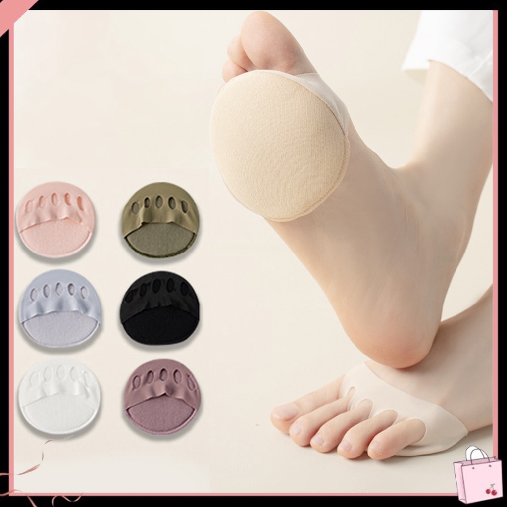 Bộ 2 Đôi Vớ Mềm Mại Màu Trơn Tách Ngón Chân Chống Sốc Thoáng Khí Thoải Mái Hữu Ích Dùng Mang Giày Cao Gót