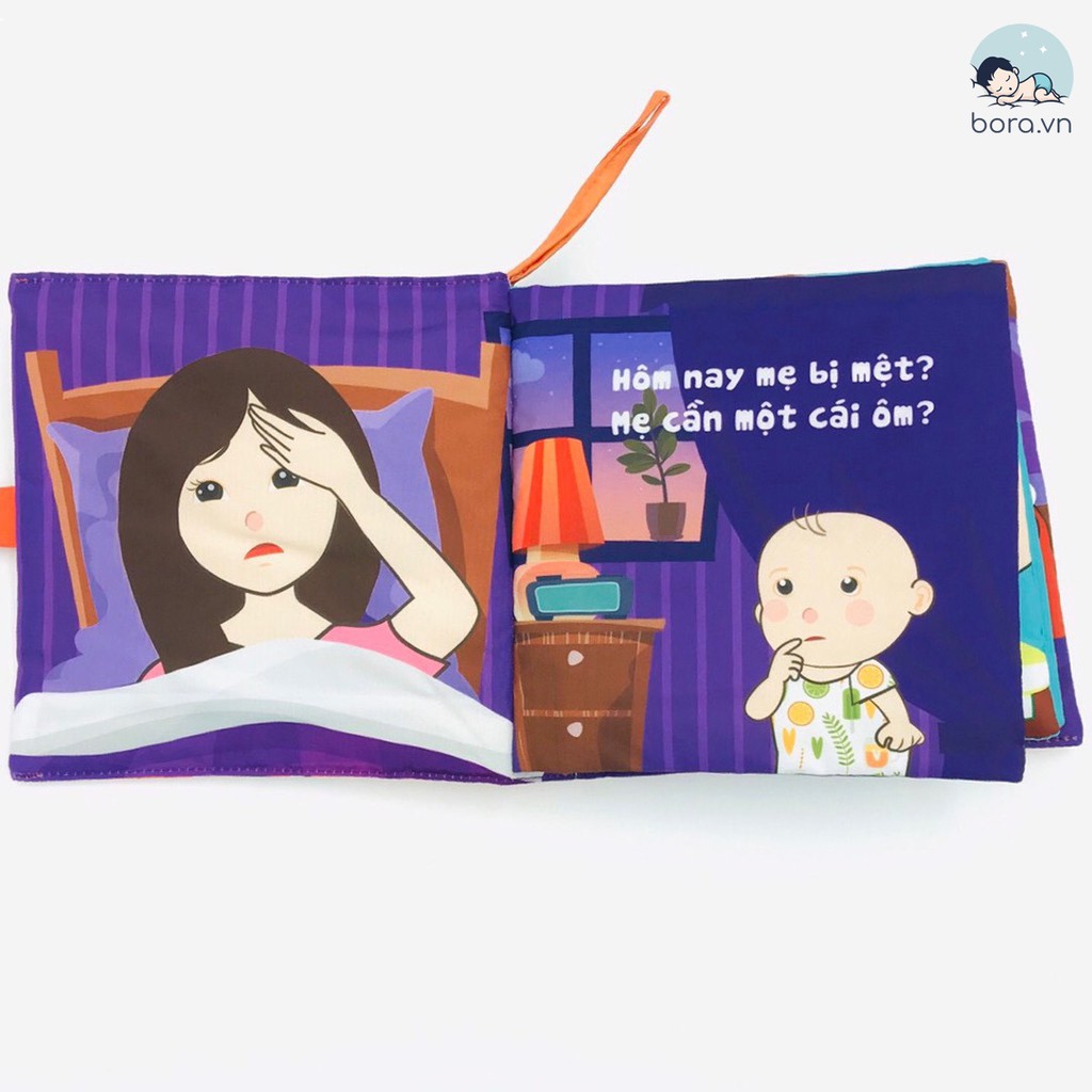 Sách vải song ngữ đa tương tác cho bé [Kích thước 18x18cm 12 trang, an toàn tuyệt đối cho bé]