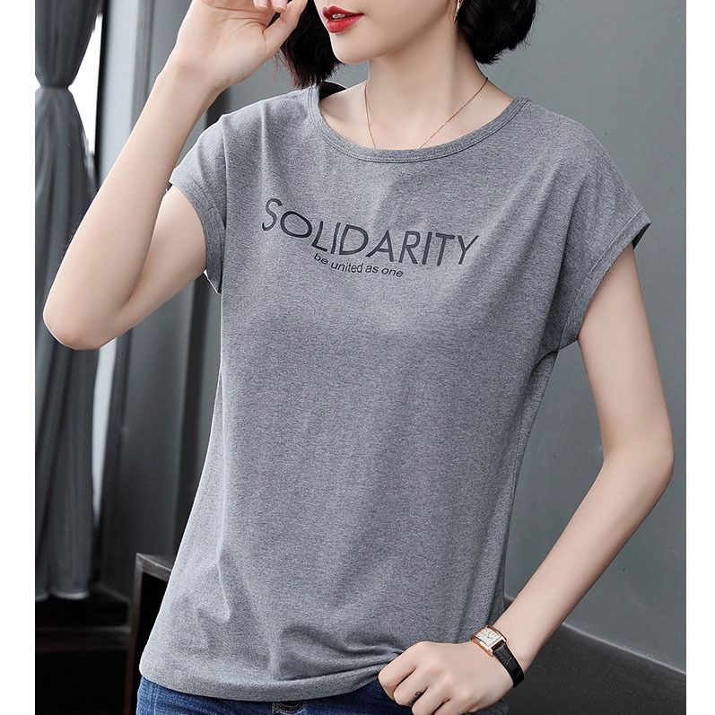 Áo thun tay ngắn dáng rộng thời trang mùa hè cho phụ nữ trung niên