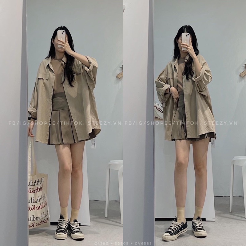 Áo sơ mi fom thụng .