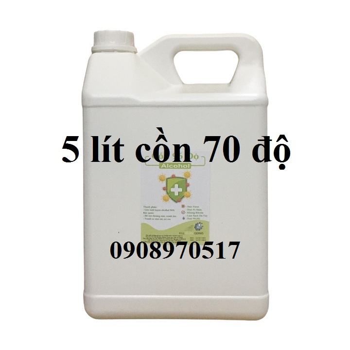 HCM-GIAO LIỀN Cồn y tế 70 độ Can 5 lít dùng sát khuẩn, rửa tay hàng cty