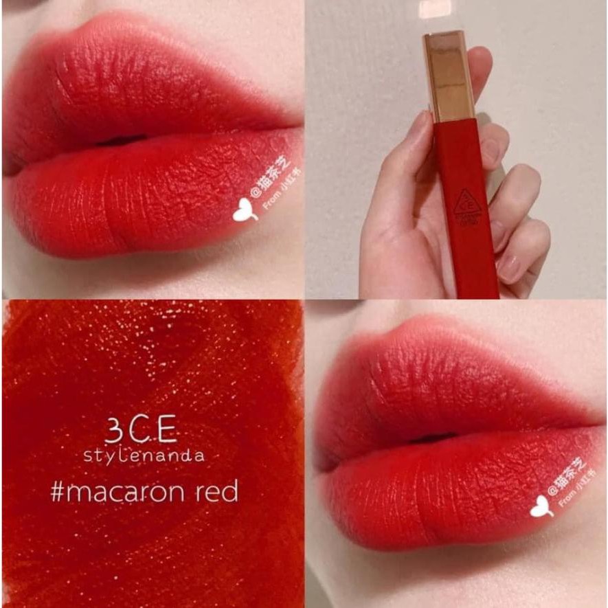 [3CE] Son kem 3CE Cloud Lip Tint #Macaron Red - Màu đỏ thuần pha chút ánh nâu