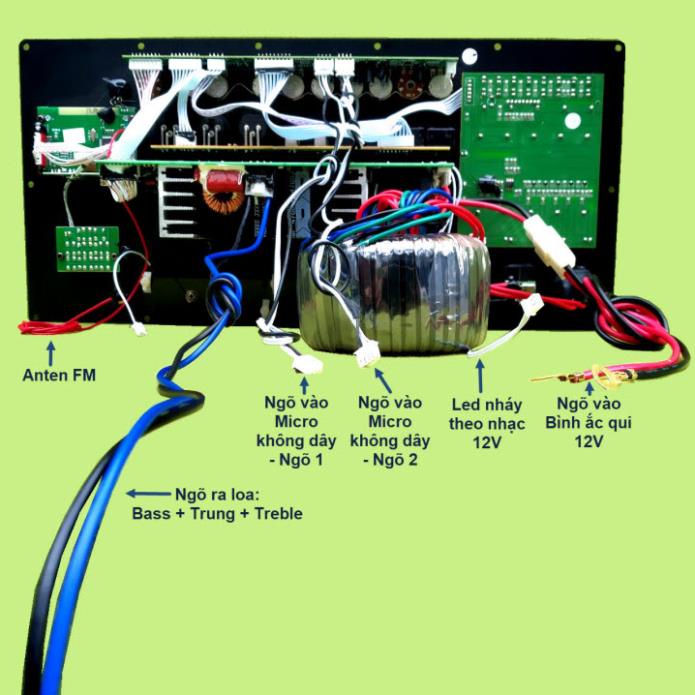 Mạch loa kéo 4 tấc đơn công suất 400W đỉnh cao DSP Reverb Echo có chống hú Equalizer 5 Band loa Bass xịn và kèm Mic xám