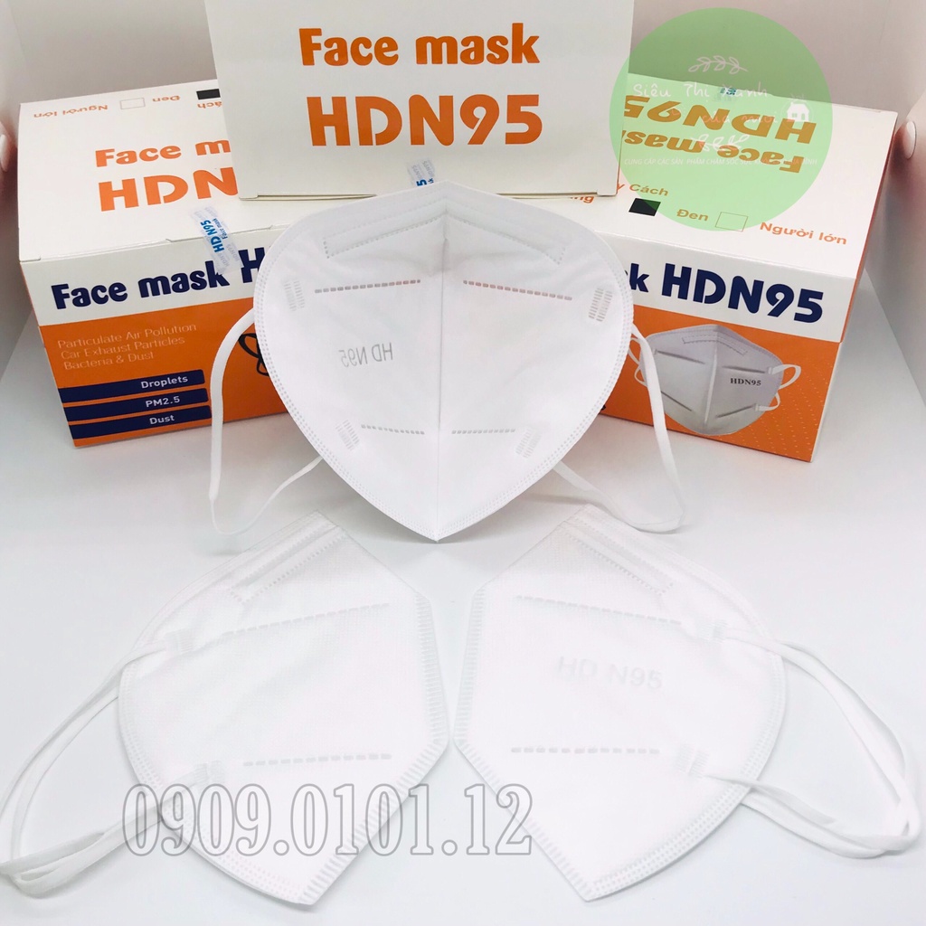 Khẩu trang n95 5 lớp chính hãng HD 20 cái 1 hộp, mask kn95 người lớn cao cấp