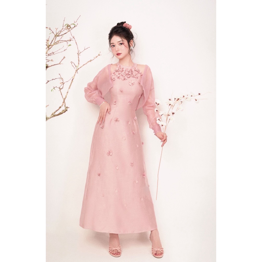 Đầm Yếm Cách Tân Kèm Áo Khoác Organza - Achelois