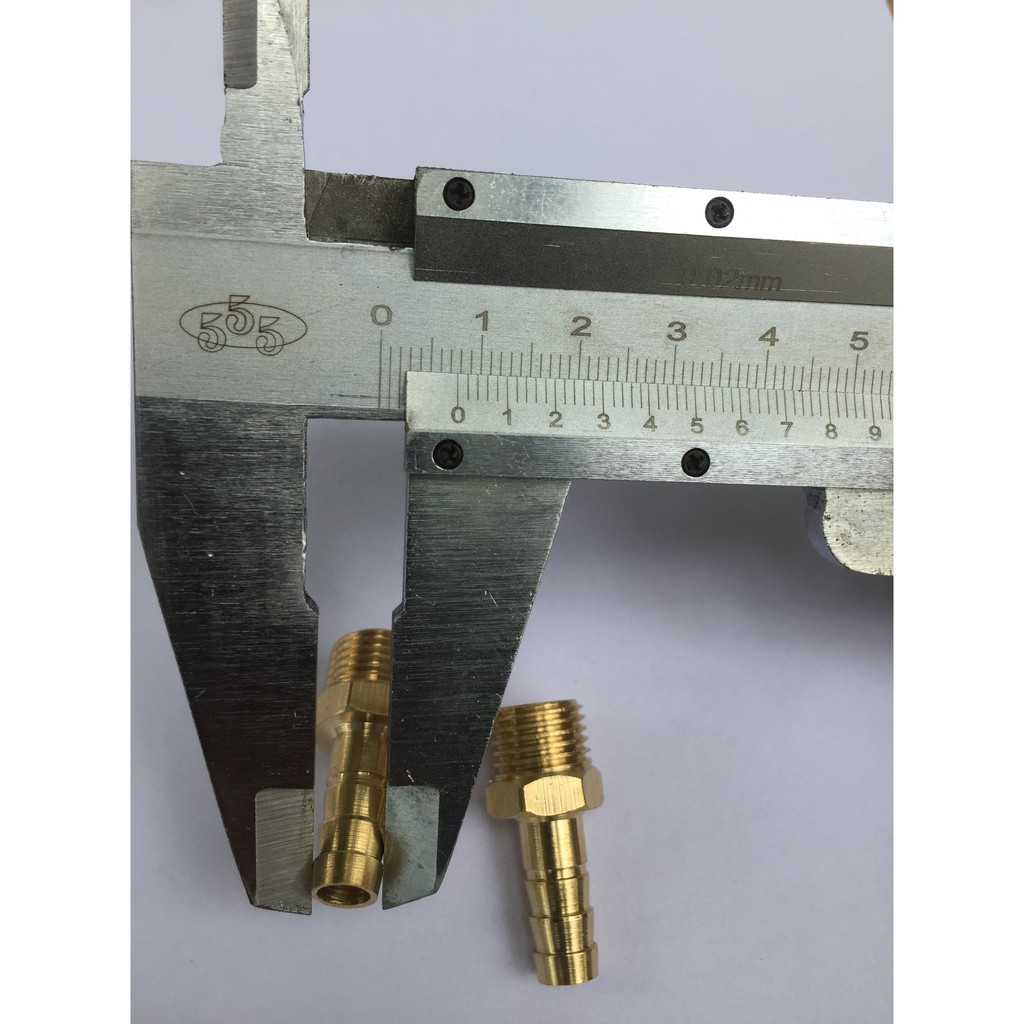 2 chiếc kép đồng đuôi chuột, nối đồng một đầu ren ngoài 12mm một đầu nối ống mềm 7mm