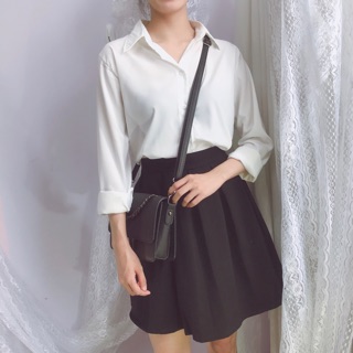 ÁO SƠMI NỮ - ÁO SƠMI BASIC ( trắng/ nâu)