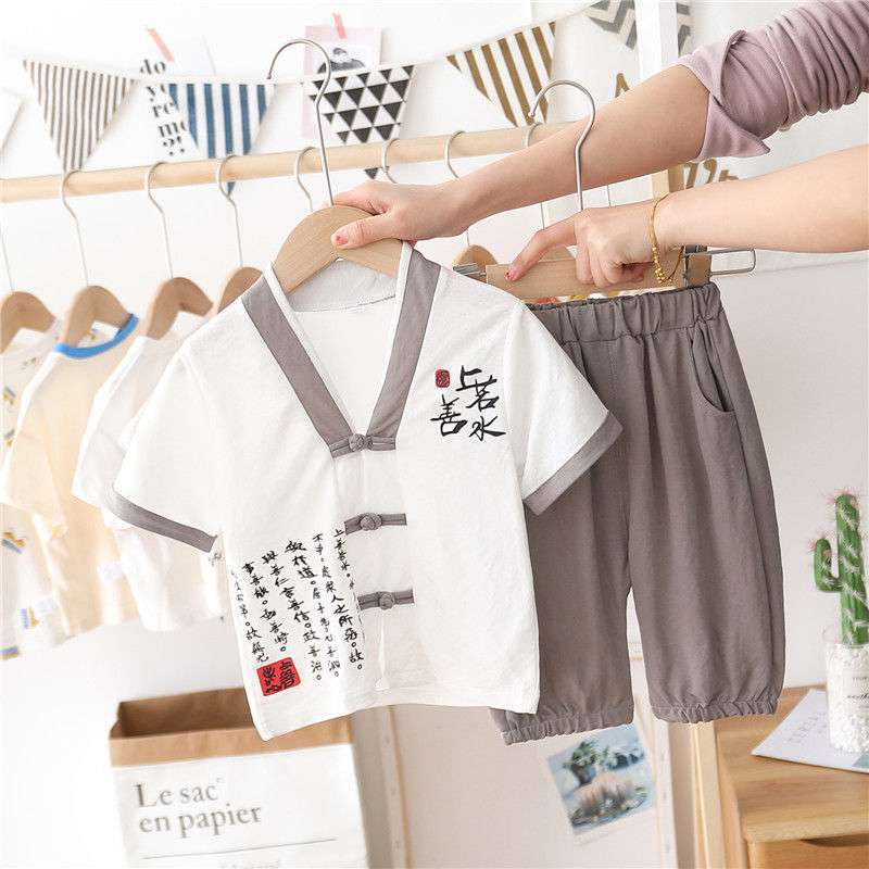 Bộ Quần Bé Trai Áo Cộc Tay Cổ Tàu Quần Lửng Chất Cotton Đũi Cao Cấp Cực Mát Cho Bé Từ 7-29kg - SUMO KIDS