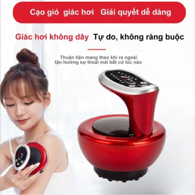 Máy cạo gió massage điện gia dụng 6 nấc, Led Hồng Ngoại (mẫu sạc pin) - Home and Garden