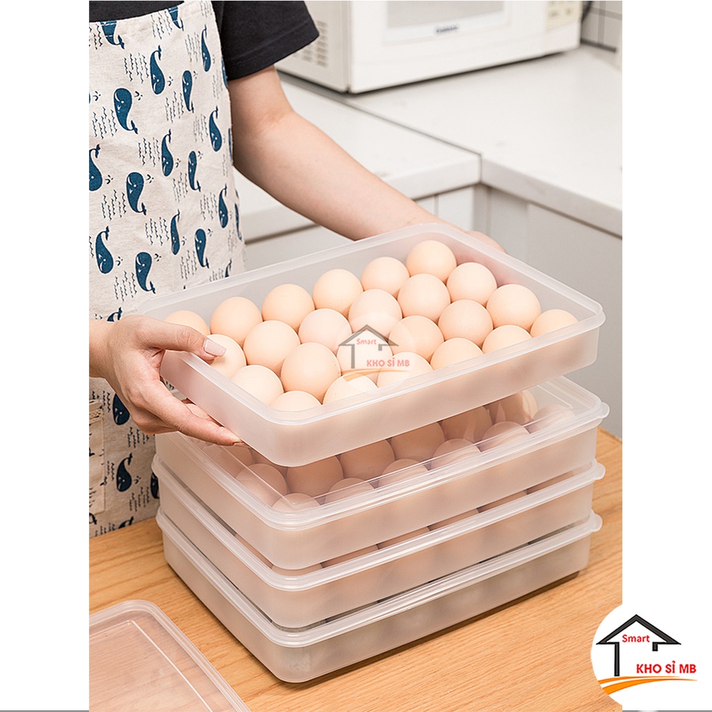 khay đựng trứng 24 quả, hộp đựng trứng tủ lạnh có nắp nhựa Việt Nhật-kho sỉ mb