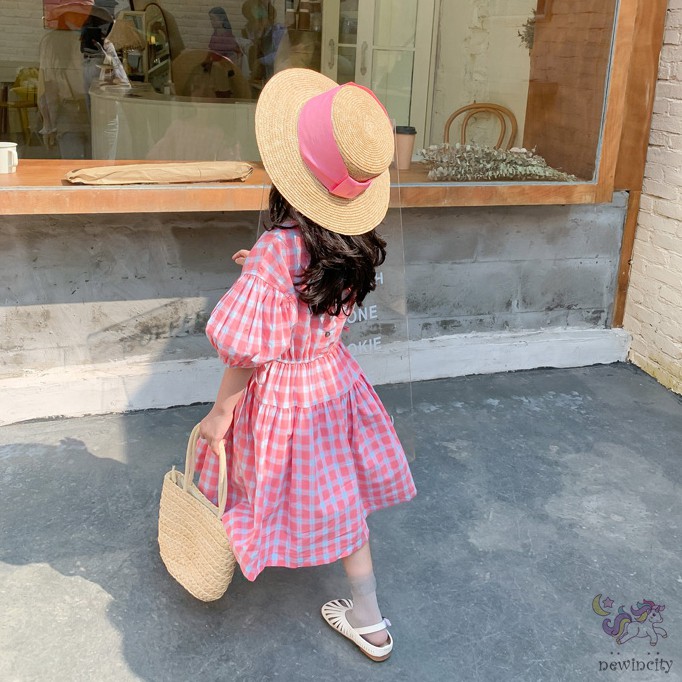 Đầm Kẻ Ca Rô Ca Rô Kiểu Hàn Quốc Cho Bé Gái