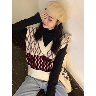Áo gile cổ chữ v thu đông 2019