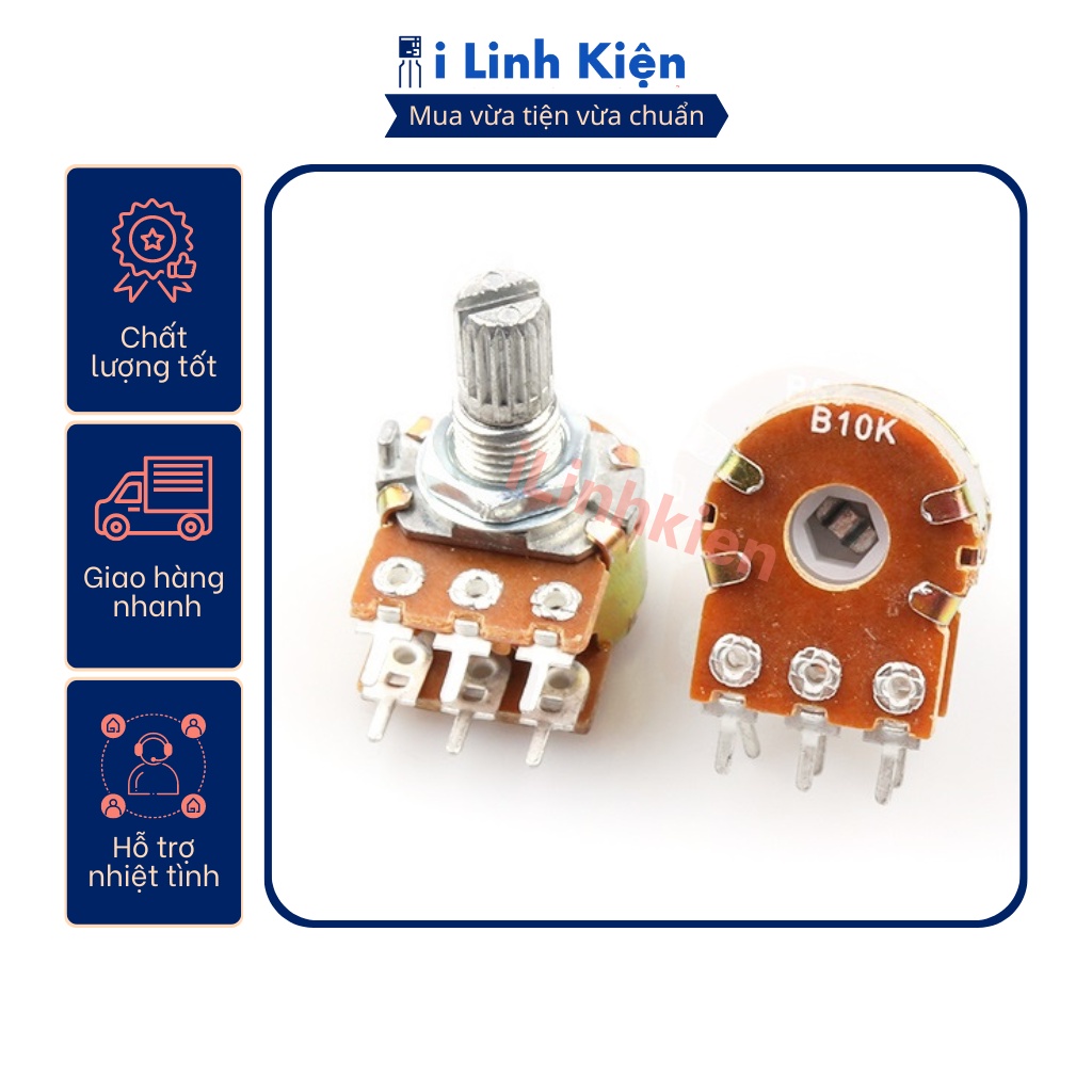 Chiết áp đôi 500K 100K 50K 20K 10K 5K 2K 1K WH148-B100K 15mm