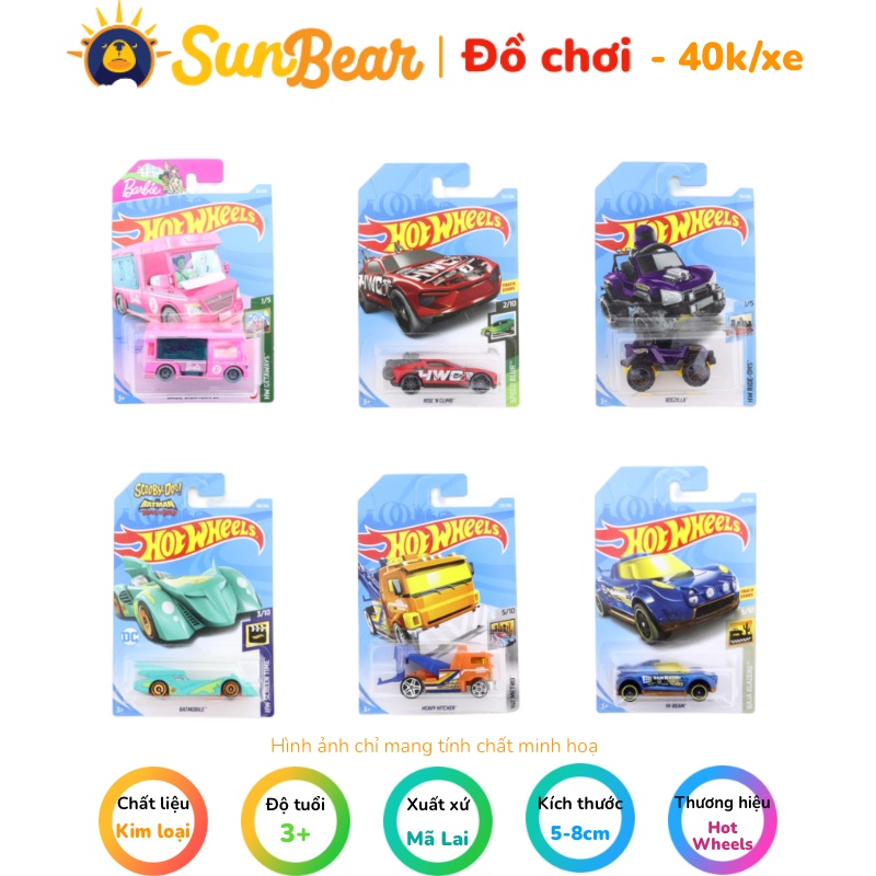 Đồ chơi mô hình xe Hot Wheels 1:64 đồng giá 40k - Sun Bear