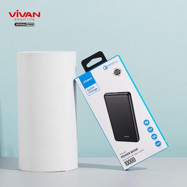 10.000mAh Pin Sạc Dự Phòng VIVAN Quick Charge 3.0 Chuẩn Sạc PD 22.5W - VPB-K10