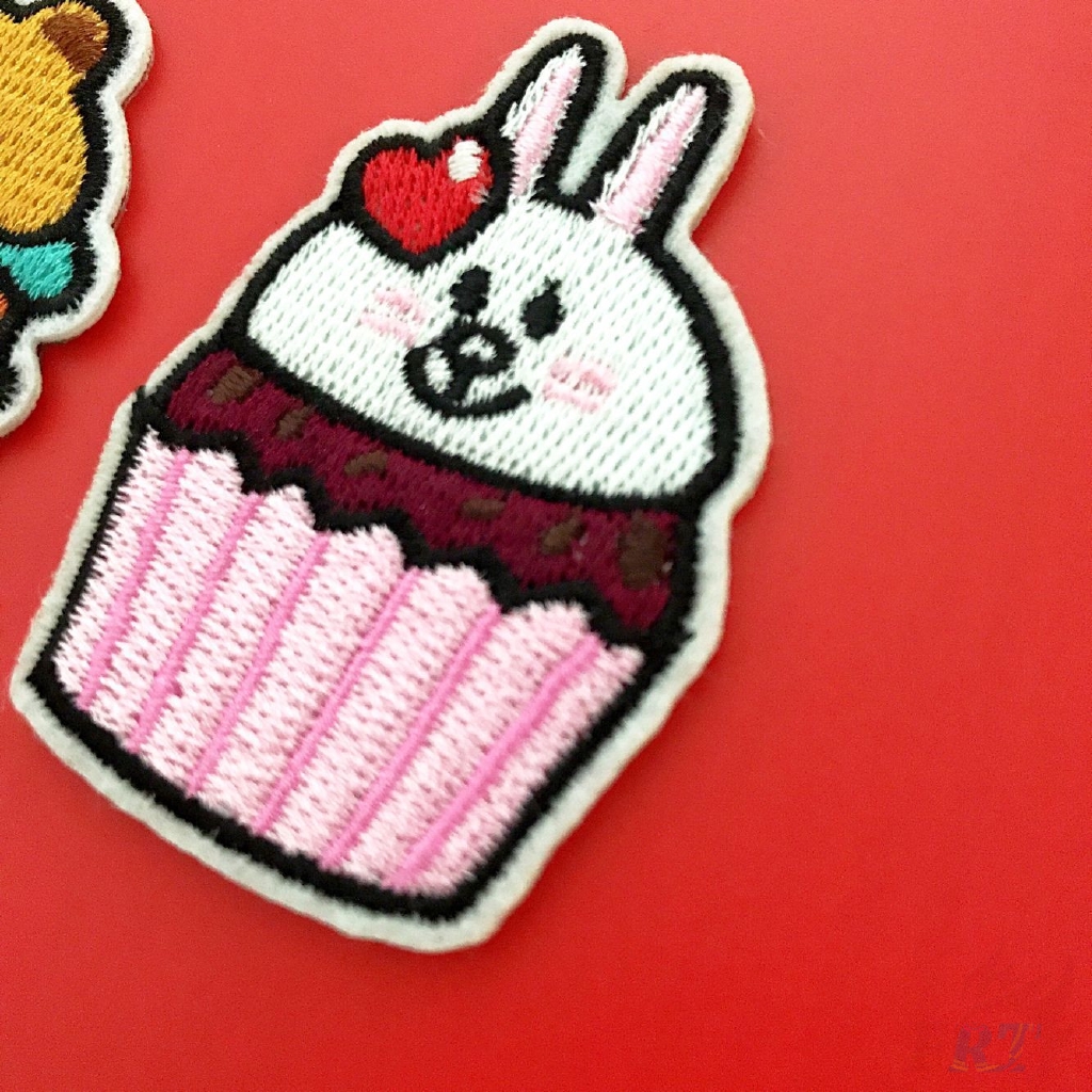 Miếng vá ủi/thêu trang trí quần áo hình bánh hamburger brown/cupcake cony DIY