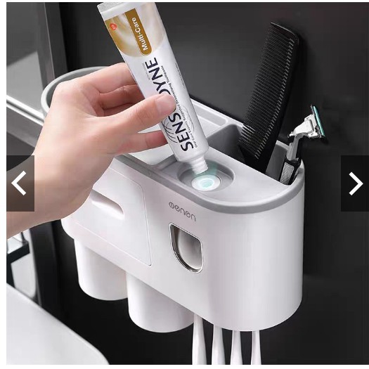 Bộ nhả kem đánh răng tự động Oenon - Kệ đựng bàn chải đánh răng từ tính thông minh, lấy kem tự động, dán tường siêu chắc