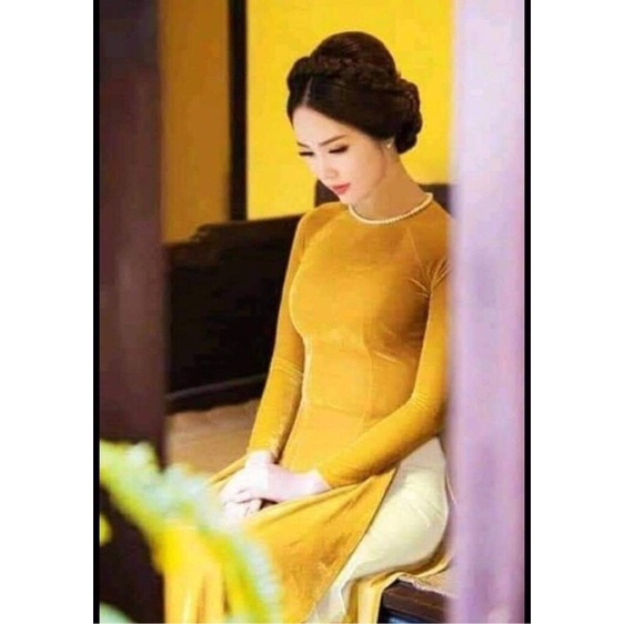Áo dài nhung trơn đủ màu