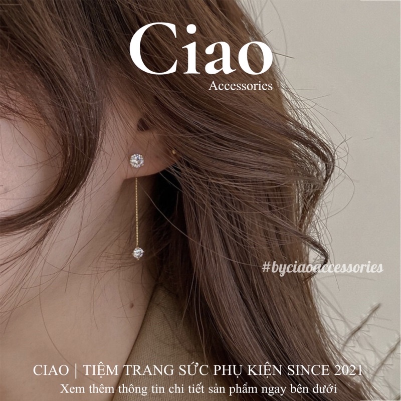 [HOẢ TỐC 1H] Khuyên tai/ Bông tai dáng dài mạ bạc S925 thiết kế đính đá nữ tính Milano Ciao