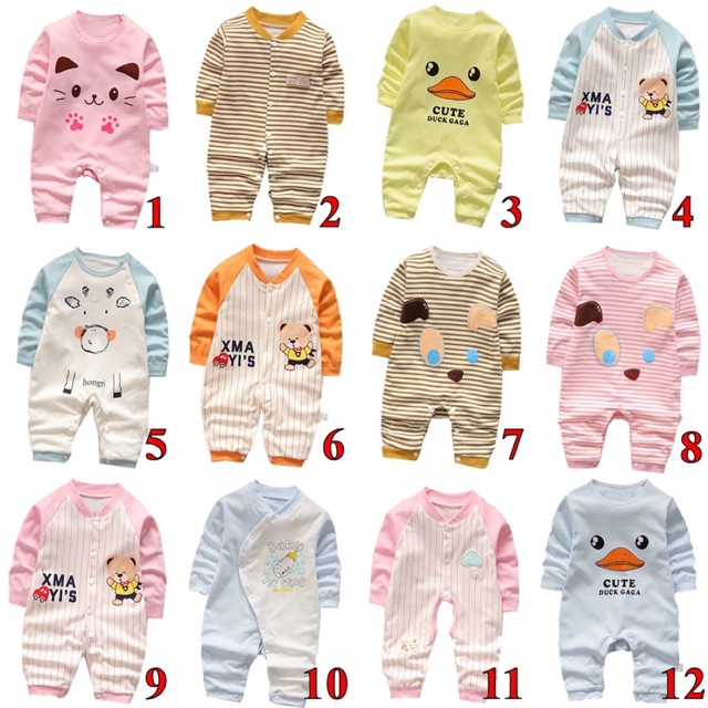 Bodysuit body cotton dài tay đáng yêu cho bé