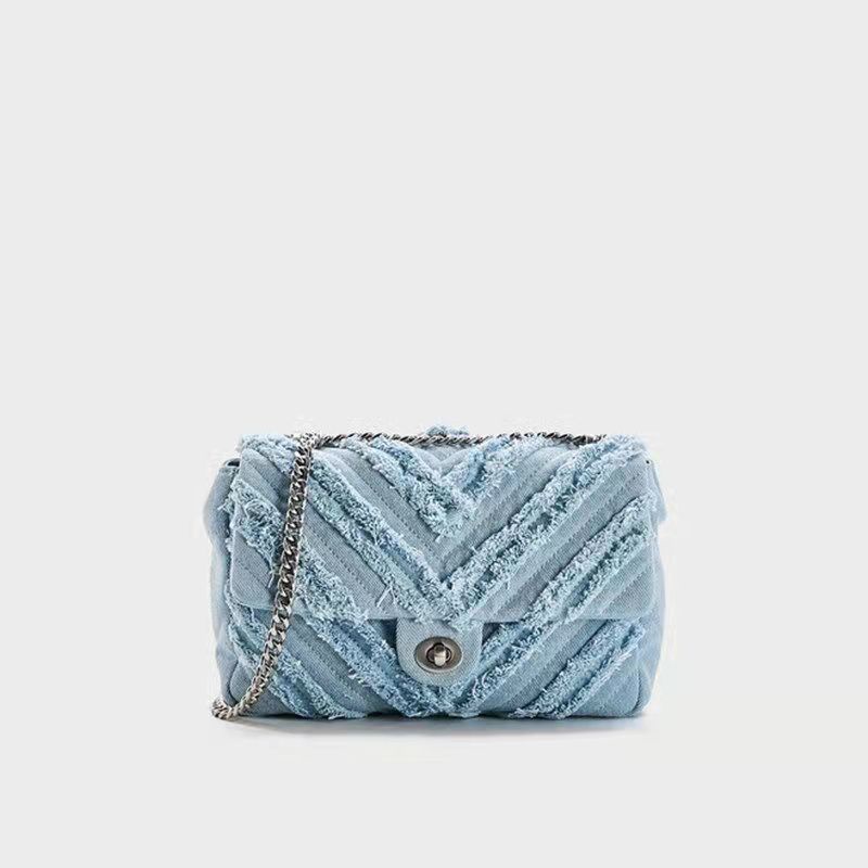 Túi Đeo Vai Hình Vuông Cỡ Nhỏ Chất Liệu denim Phối Dây Xích Thời Trang Thu Đông Mới Cho Nữ