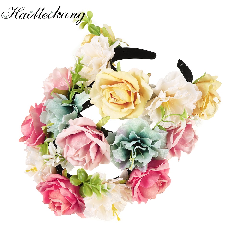 Băng đô HAIMEIKANG phối hoa hồng giả thời trang cho cô dâu