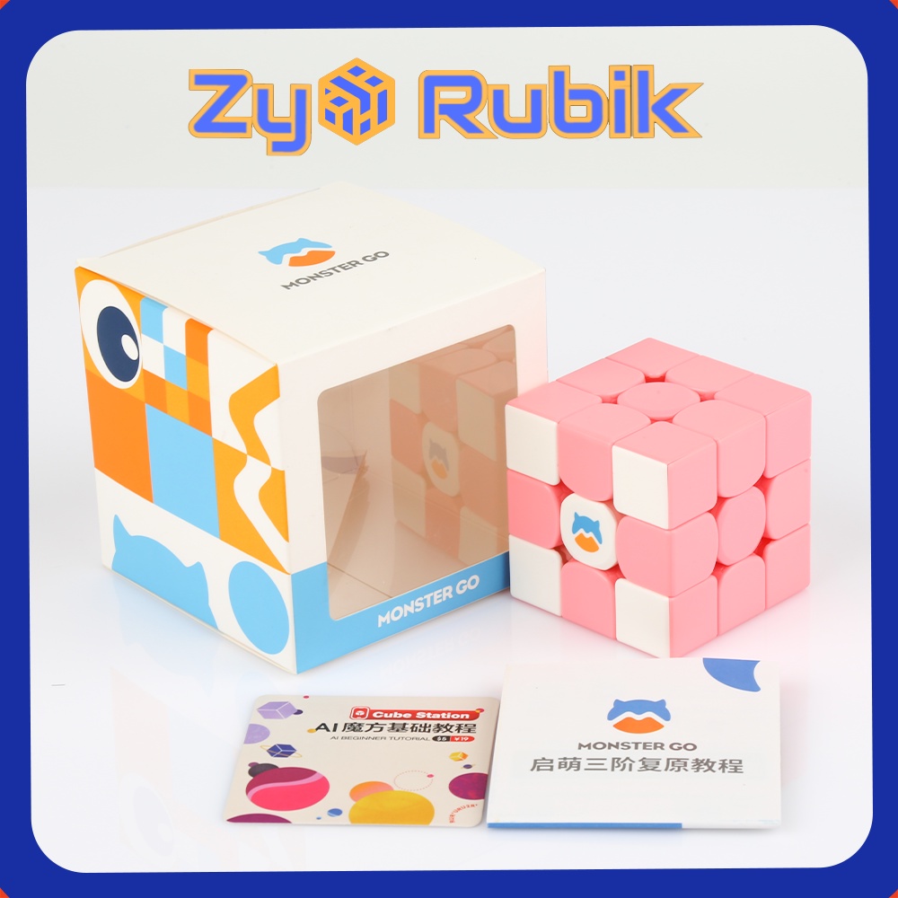 Rubik 3x3x3 GAN Monster Go Cloud Pink (Stickerless hồng) - Đồ Chơi Rubik 3 Tầng - ZyO Rubik