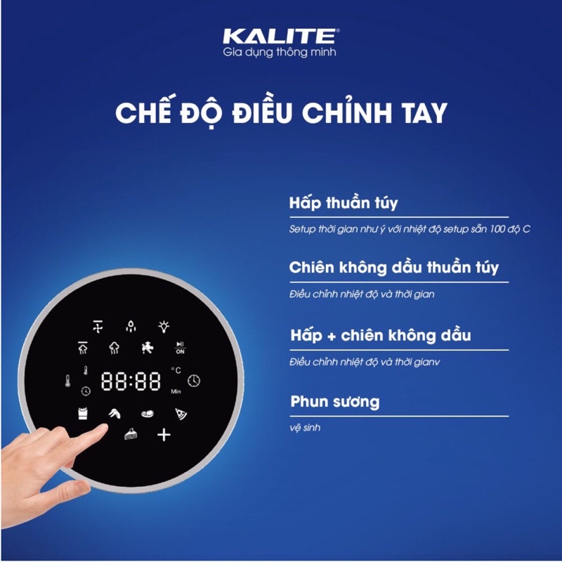 Nồi chiên hơi nước Kalite Steam Star, dung tích 15L, hấp chiên 2in1, bảng điều khiển điện tử, bảo hành chính hãng 24th