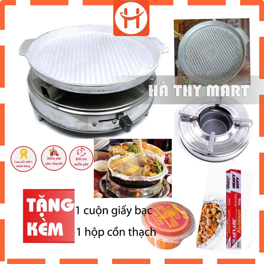 Bếp Nướng Cồn Và Chảo Gang Tặng Cồn Thạch Giấy Bạc