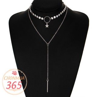 Vòng cổ dây chuyền 2 tầng choker kim loại ngôi sao sexy mẫu mới CKV123