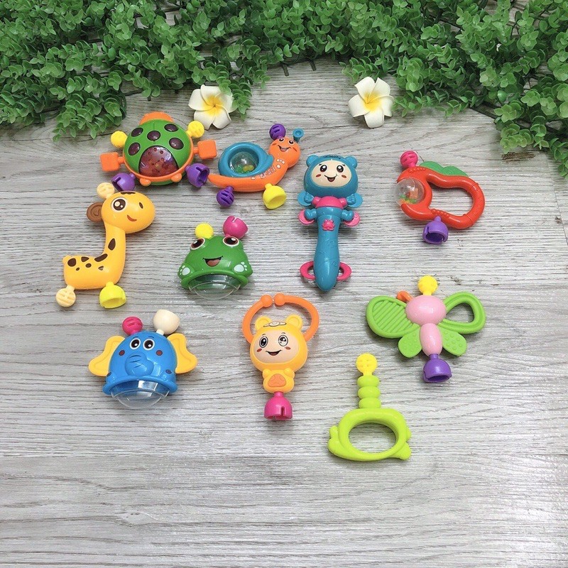 Túi đồ chơi Xúc Sắc 10 món đa màu sắc cho bé