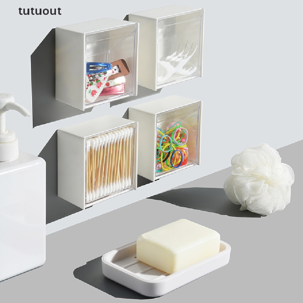 Hộp Nhựa Đựng Bông Tẩy Trang Gắn Tường Tiện Lợi