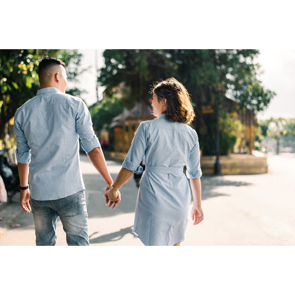 NEW Mùa hè Áo đôi áo cặp nam nữ 🎀FREESHIP🎀 Set áo váy sơ mi cặp chụp cưới màu xanh nhạt AV63 (có ảnh thật)