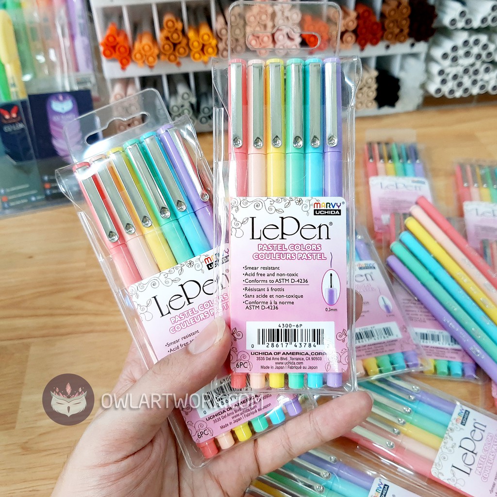 [CHÍNH HÃNG] Bộ 6 Bút Line Màu Pastel MARVY UCHIDA Đi Nét Chuyên Nghiệp
