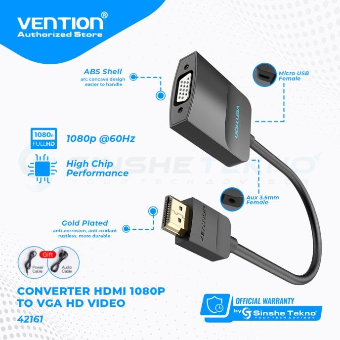 Đầu Chuyển Đổi Vention HDMI Sang VGA Kèm Dây Cáp Âm Thanh Micro USB