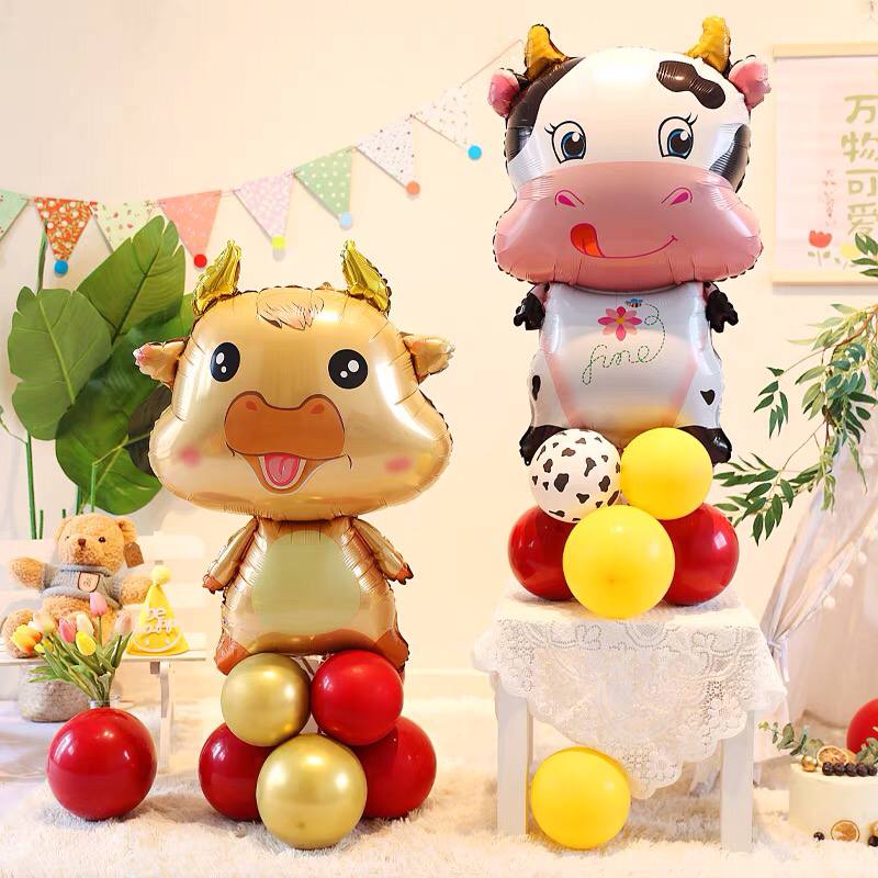 Bong bóng trâu vàng size đại 80cm trang trí sinh nhật, thôi nôi. Set up sinh nhật bé trai bé gái.