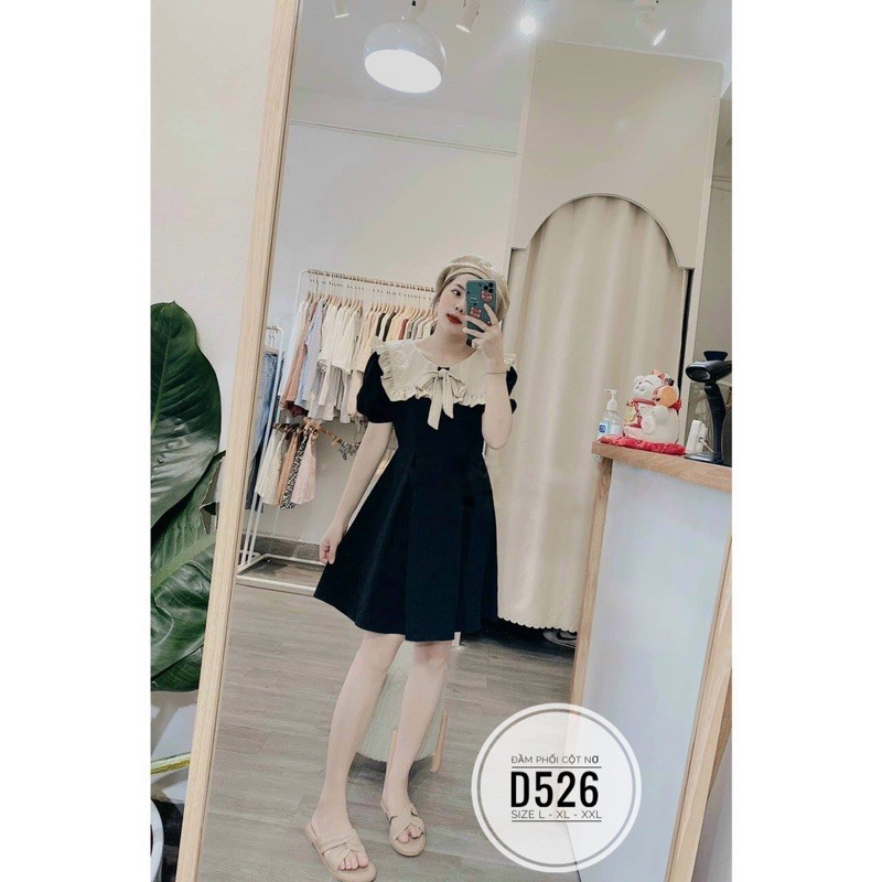 [Mã FATHANG5 giảm 10K đơn 50K] Bigsize Đầm phối cột nơ D526 | BigBuy360 - bigbuy360.vn
